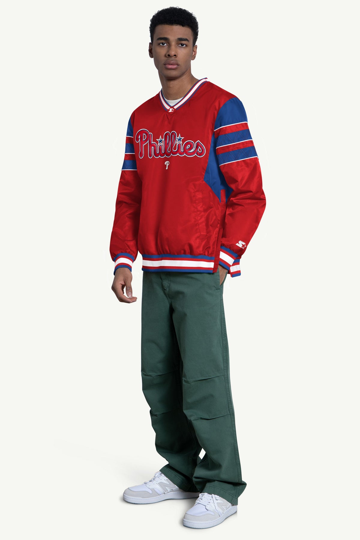 MENS PHILADELPHIA PHILLIES ENFORCER V-NECK PULLOVER JACKET