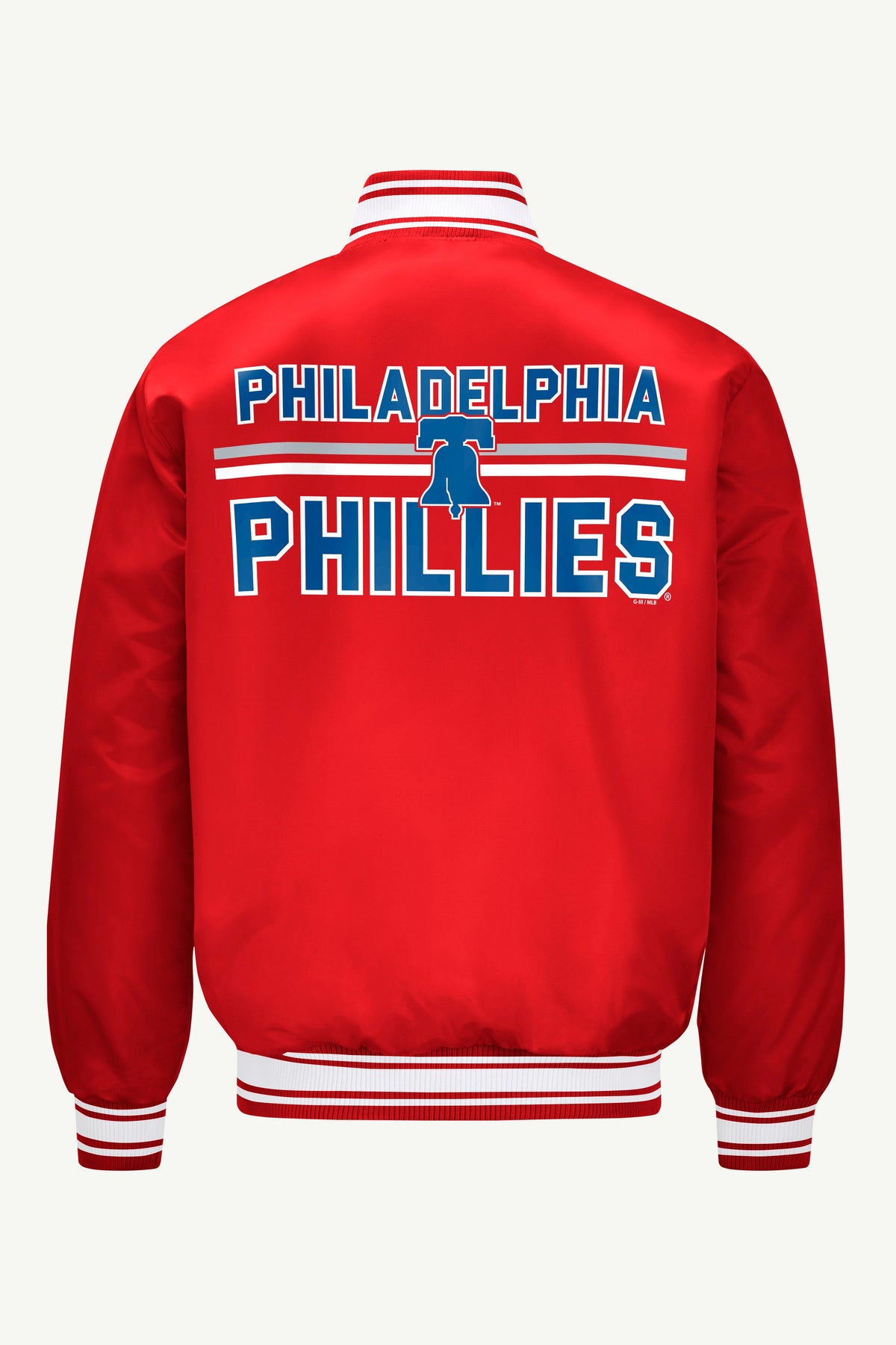 MENS PHILADELPHIA PHILLIES SATIN VARSITY JACKET
