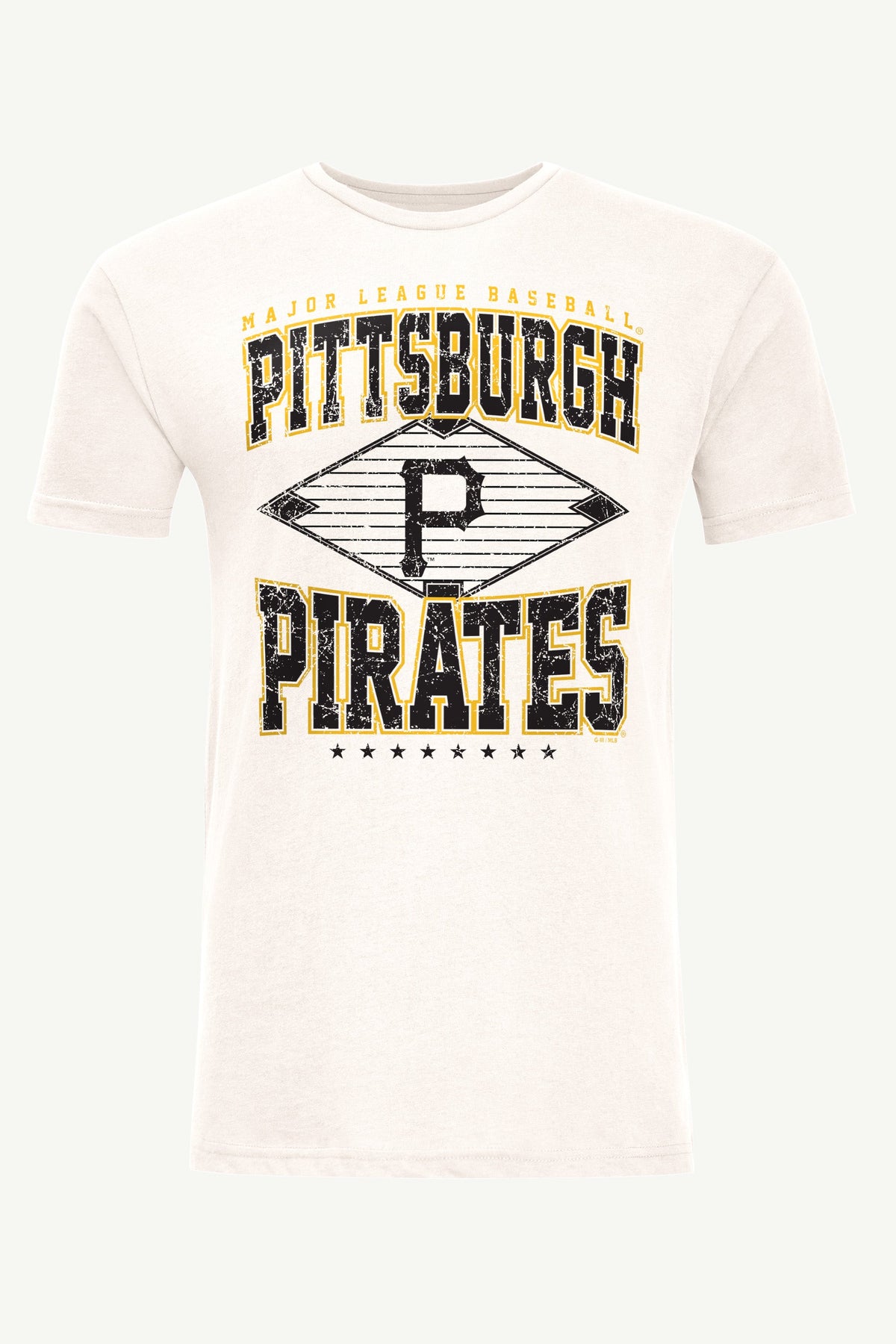 MENS PITTSBURGH PIRATES  DISTRESSED COOPERSTOWN DIAMOND SHORT SLEEVE T SHIRT