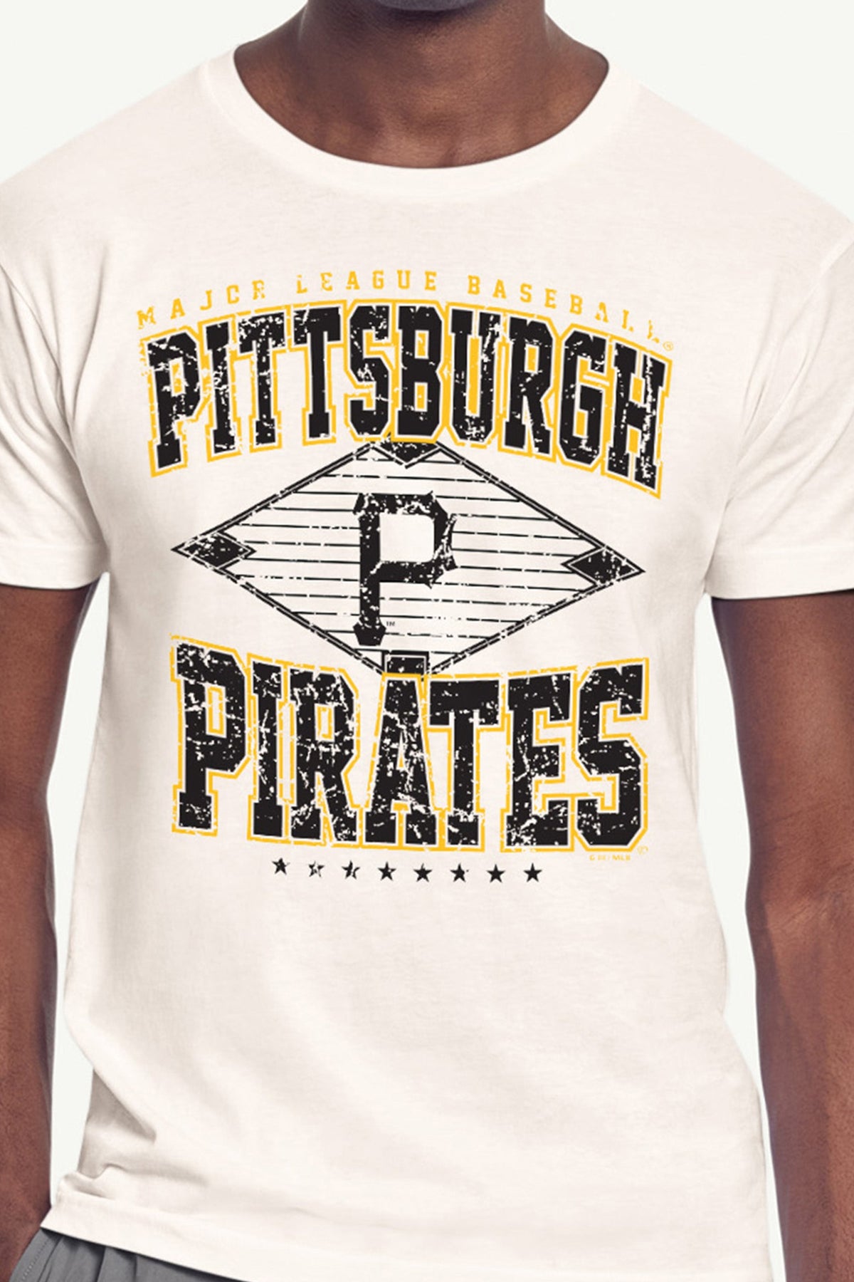 MENS PITTSBURGH PIRATES  DISTRESSED COOPERSTOWN DIAMOND SHORT SLEEVE T SHIRT