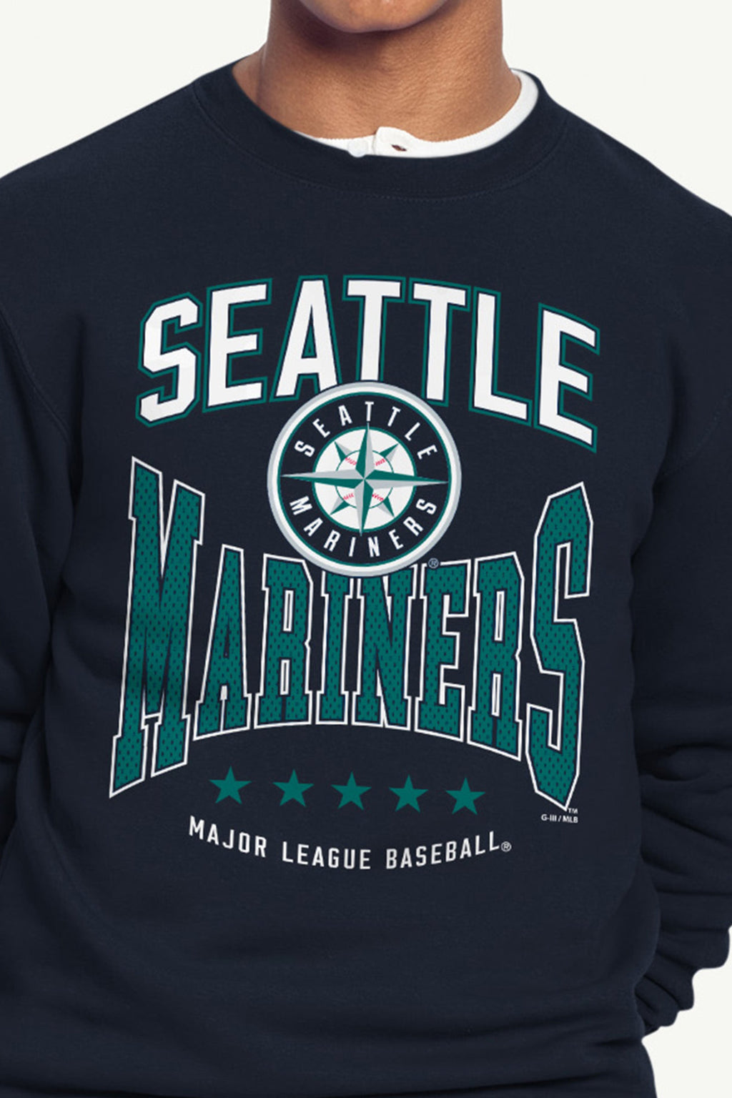 MENS SEATTLE MARINERS CENTER SQUEEZE SWEATSHIRT