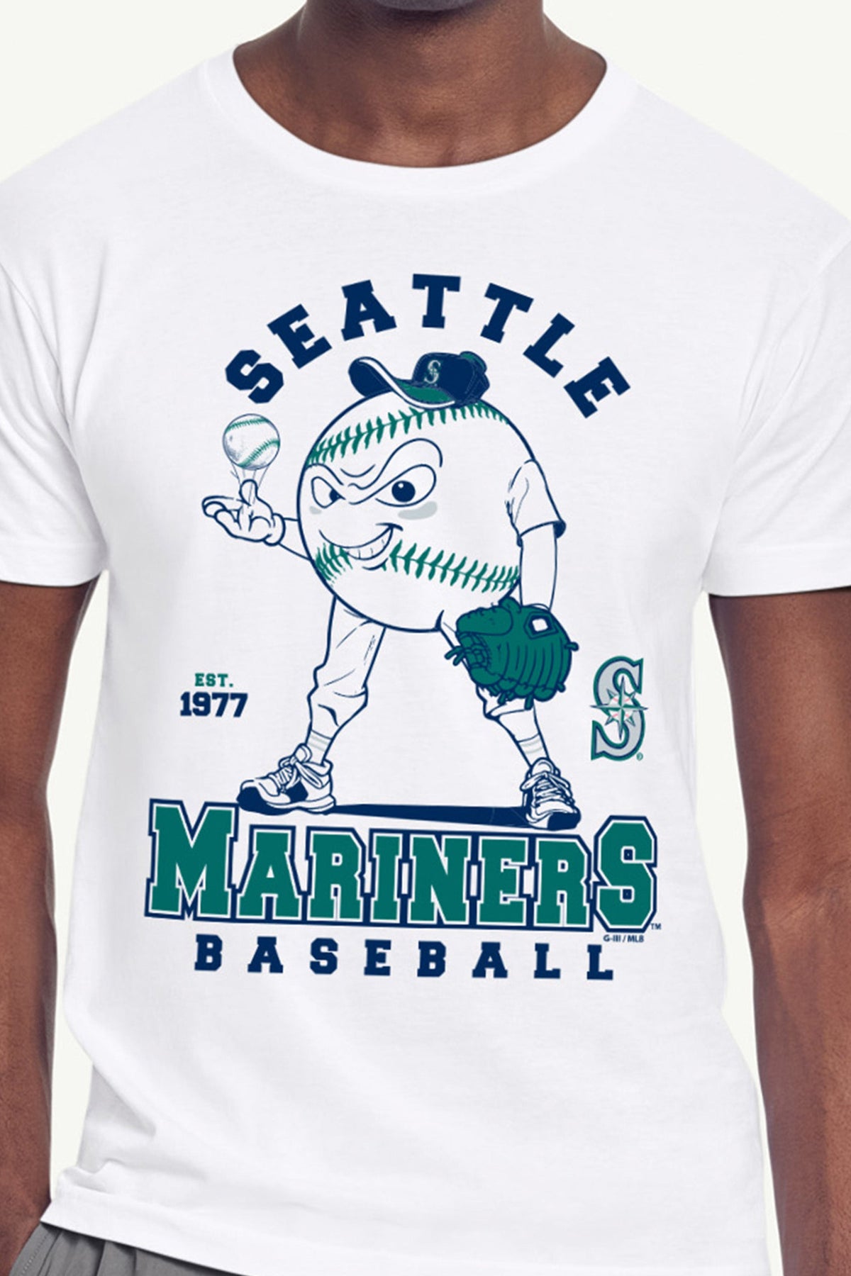 MENS SEATTLE MARINERS BASEBALL CHARACTER SHORT SLEEVE T SHIRT