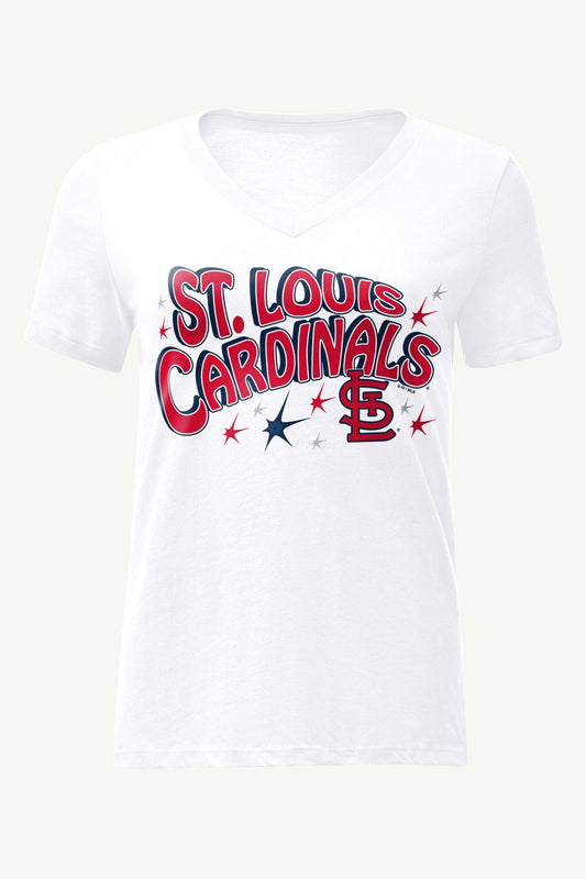 WOMENS ST LOUIS CARDINALS FIREWORKS V NECK T SHIRT