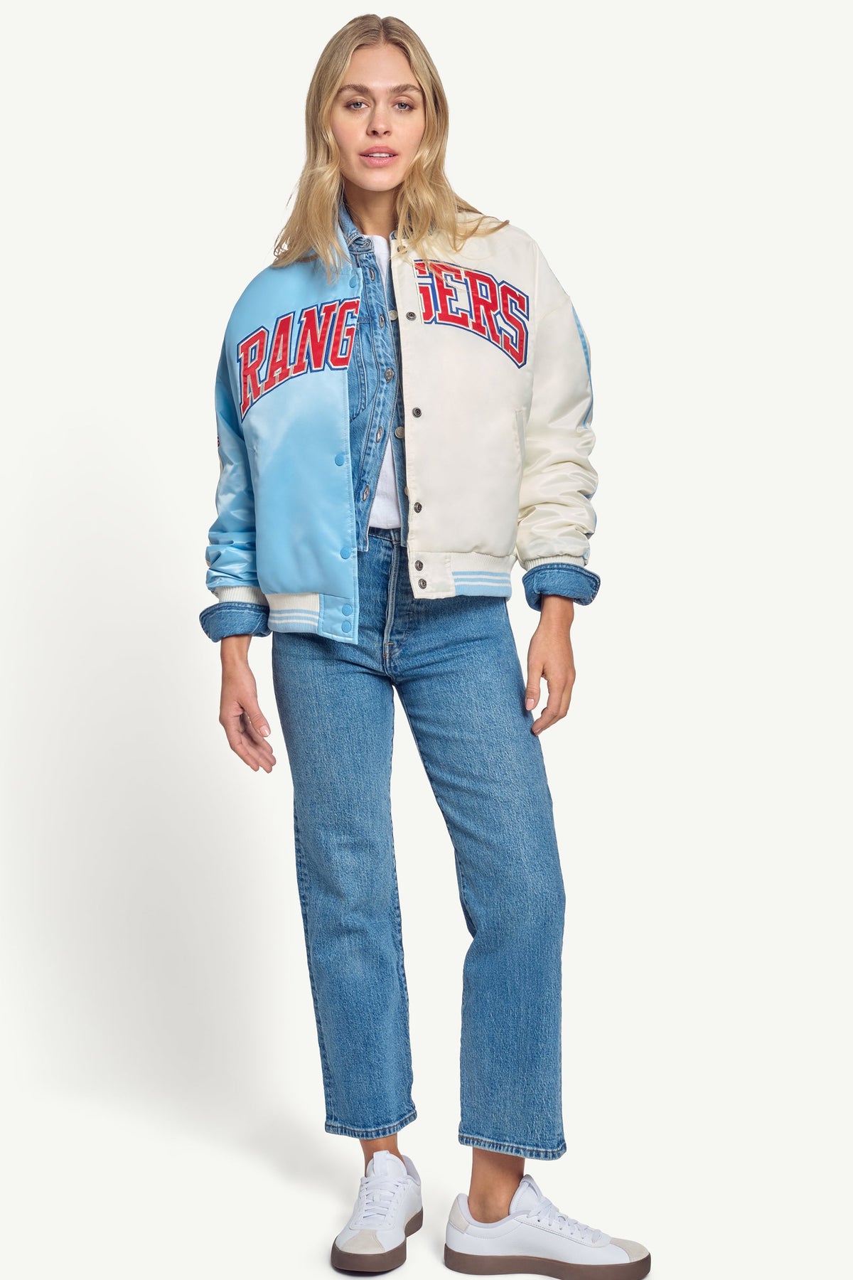 WOMENS TEXAS RANGERS SATIN VARSITY JACKET