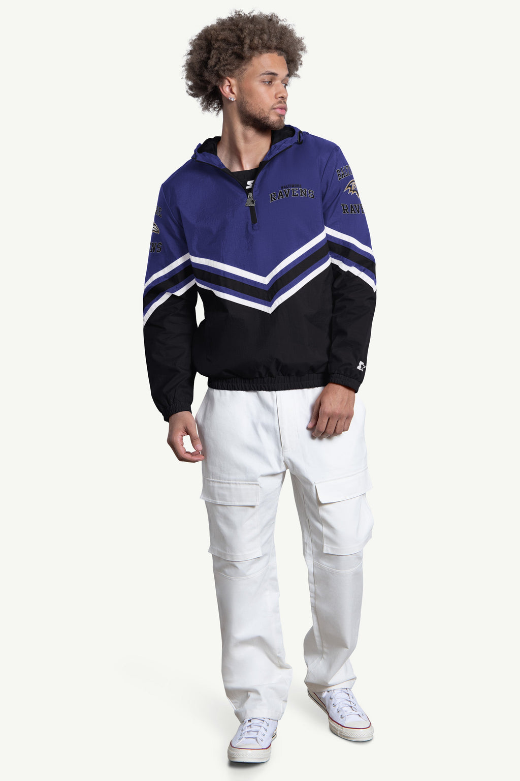 MENS BALTIMORE RAVENS  FAIR PLAY HALF ZIP HOODED PULLOVER