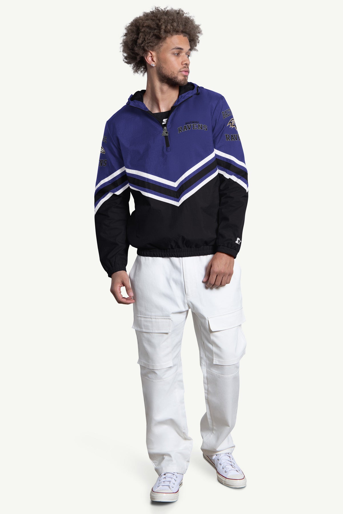 MENS BALTIMORE RAVENS  FAIR PLAY HALF ZIP HOODED PULLOVER