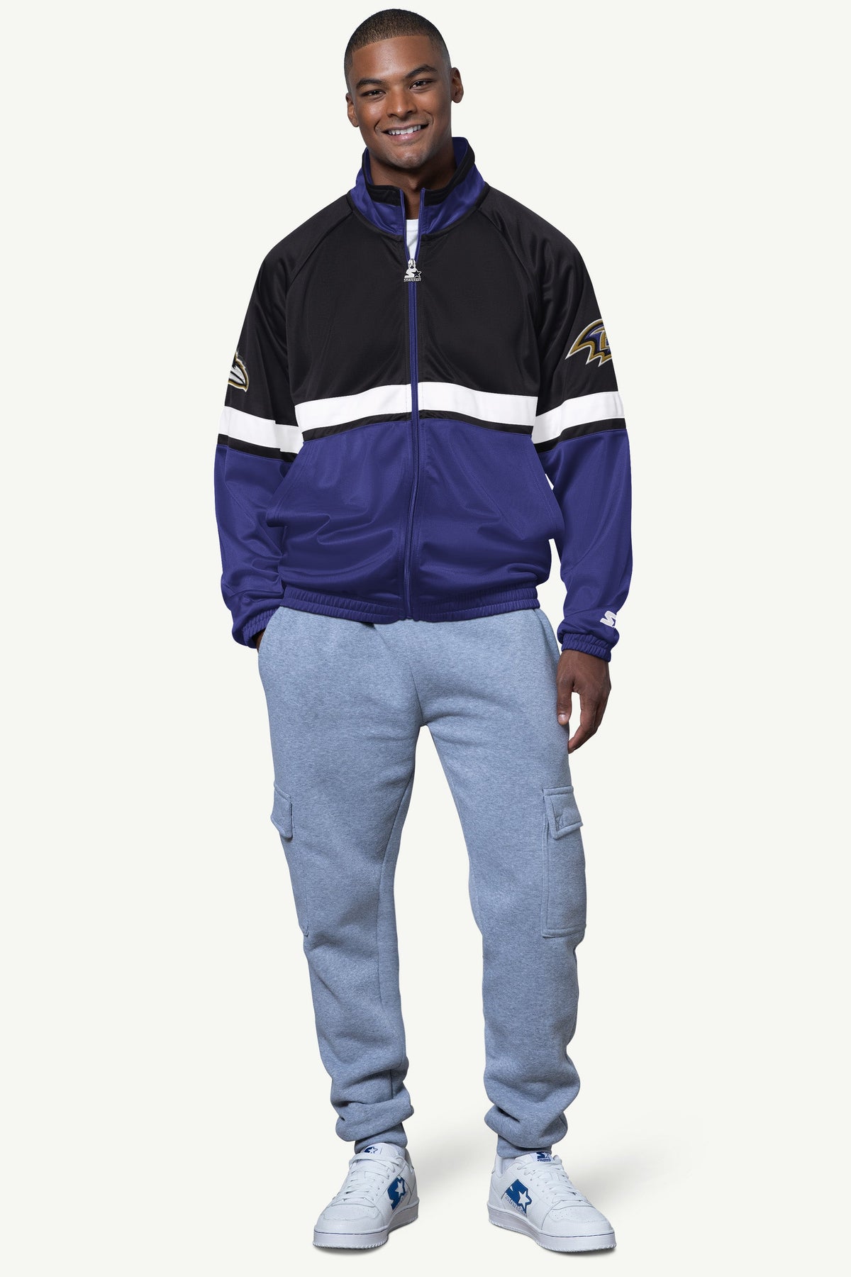 MENS BALTIMORE RAVENS VETERAN TRACK JACKET