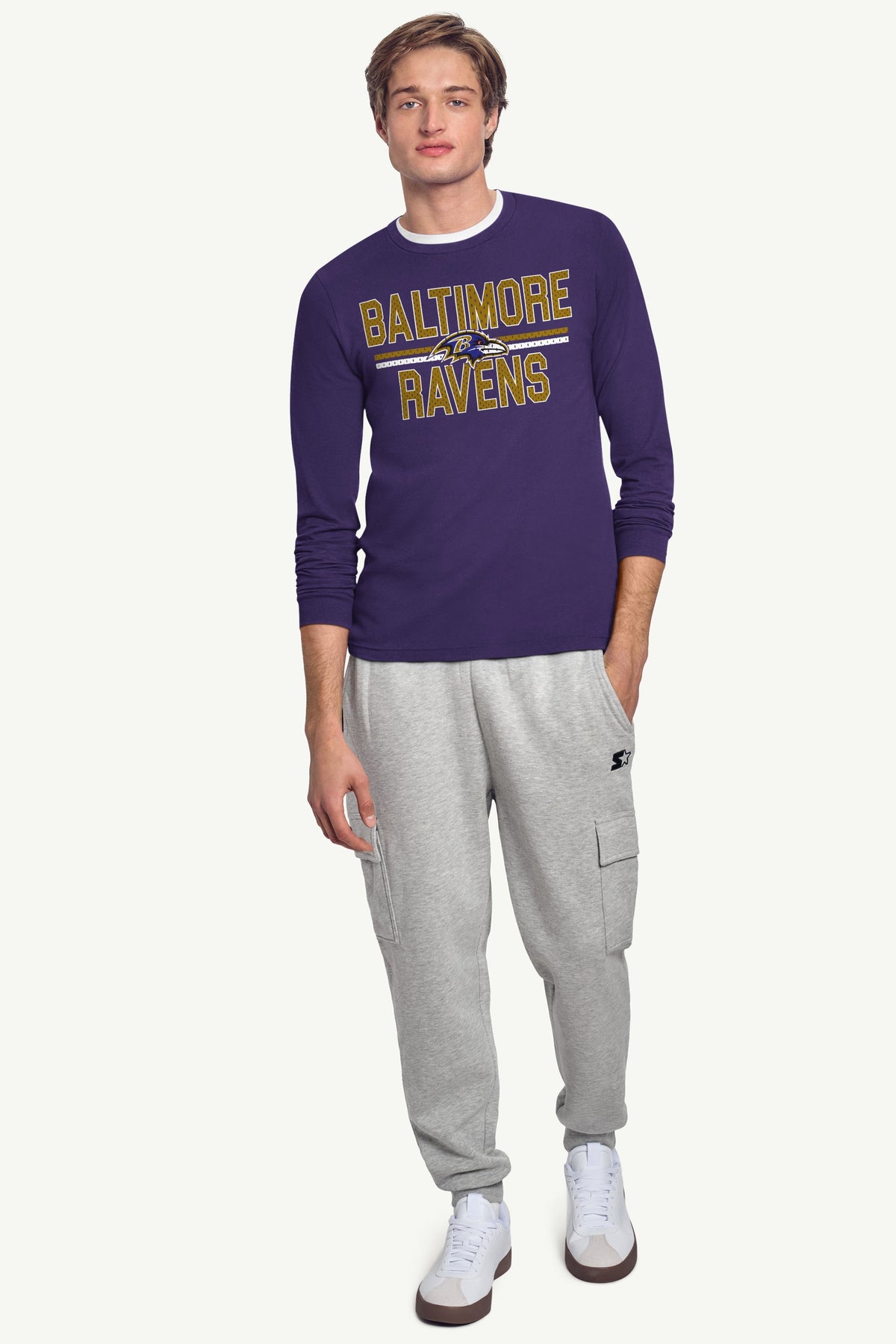 MENS BALTIMORE RAVENS MESH LOOK LONG SLEEVE T SHIRT