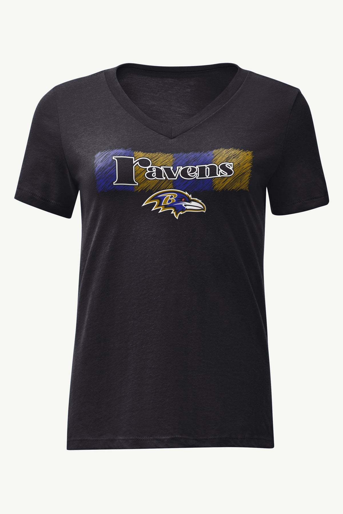 WOMENS BALTIMORE RAVENS COLOR SHADING V-NECK T SHIRT