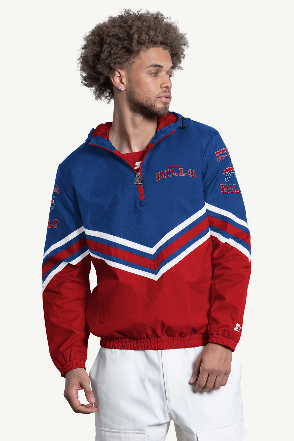 MENS BUFFALO BILLS  FAIR  FAIR PLAY HALF ZIP HOODED PULLOVER