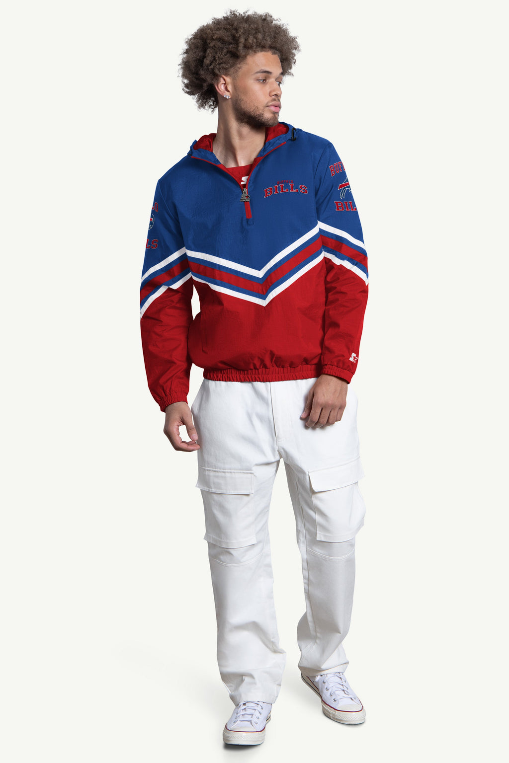 MENS BUFFALO BILLS  FAIR  FAIR PLAY HALF ZIP HOODED PULLOVER