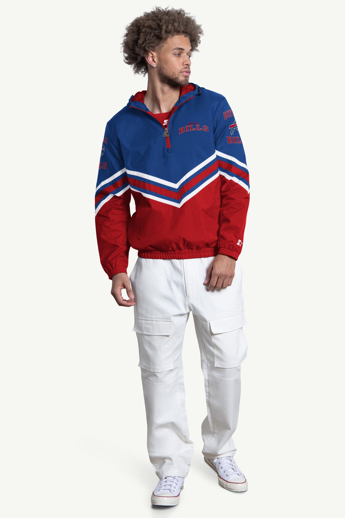 MENS BUFFALO BILLS  FAIR  FAIR PLAY HALF ZIP HOODED PULLOVER