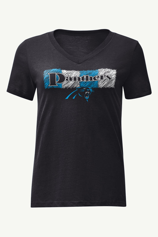 WOMENS CAROLINA PANTHERS COLOR SHADING V-NECK T SHIRT