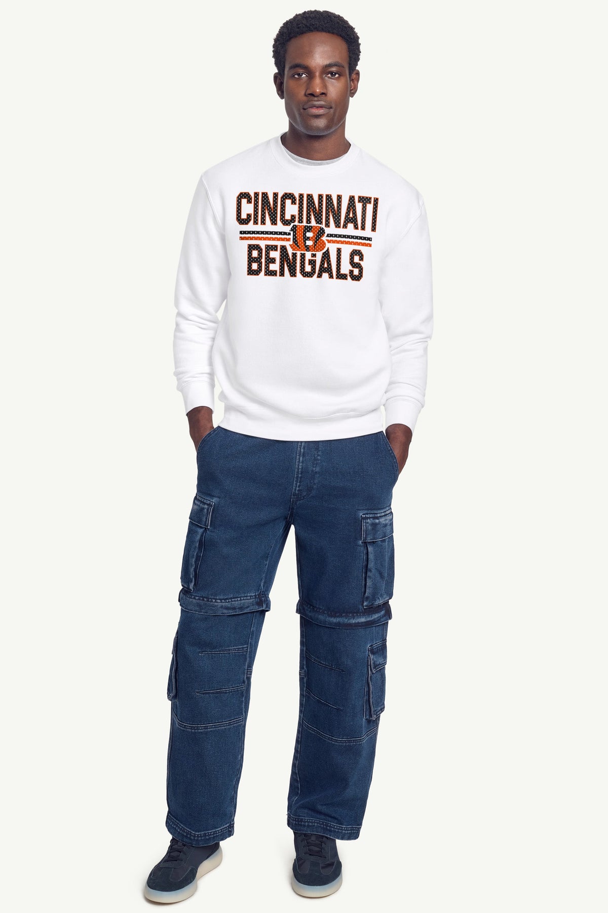 MENS CINCINNATI BENGALS MESH LOOK SWEATSHIRT