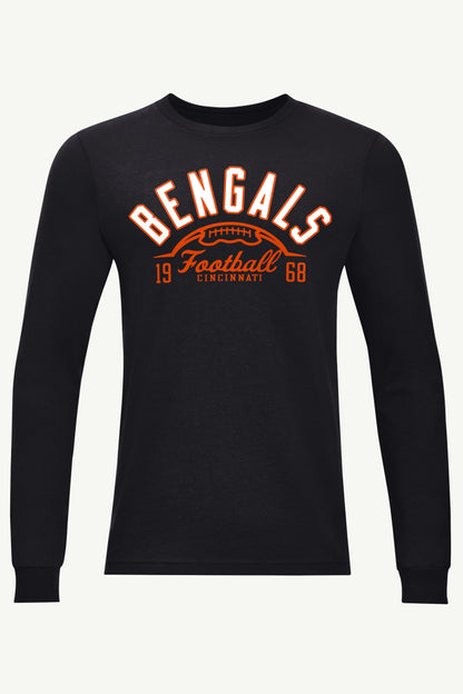 MENS CINCINATTI BENGALS HALF BALL LONG SLEEVE T SHIRT