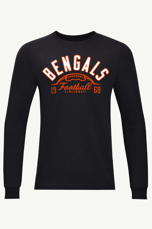 MENS CINCINATTI BENGALS HALF BALL LONG SLEEVE T SHIRT