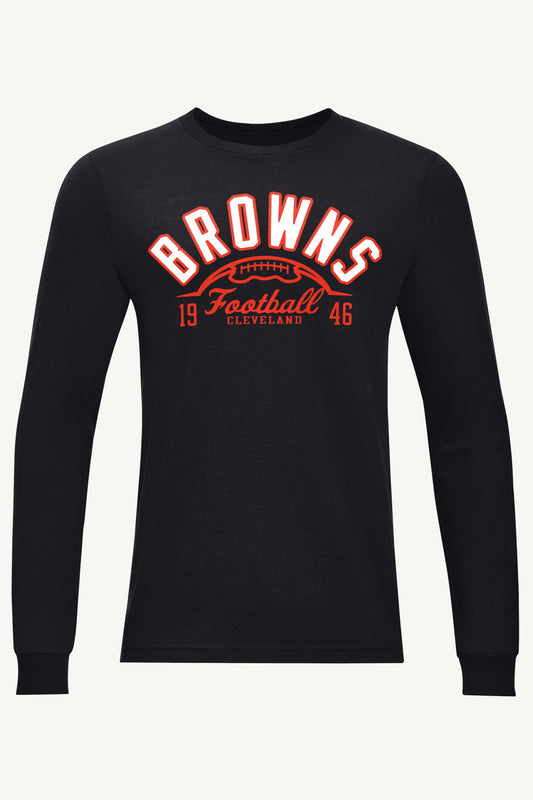 MENS CLEVELAND BROWNS HALF BALL TEAM LONG SLEEVE T SHIRT