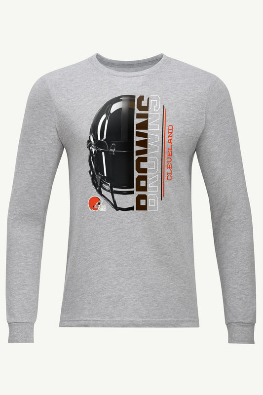 MENS CLEVELAND BROWNS HALF HELMET LONG SLEEVE T SHIRT