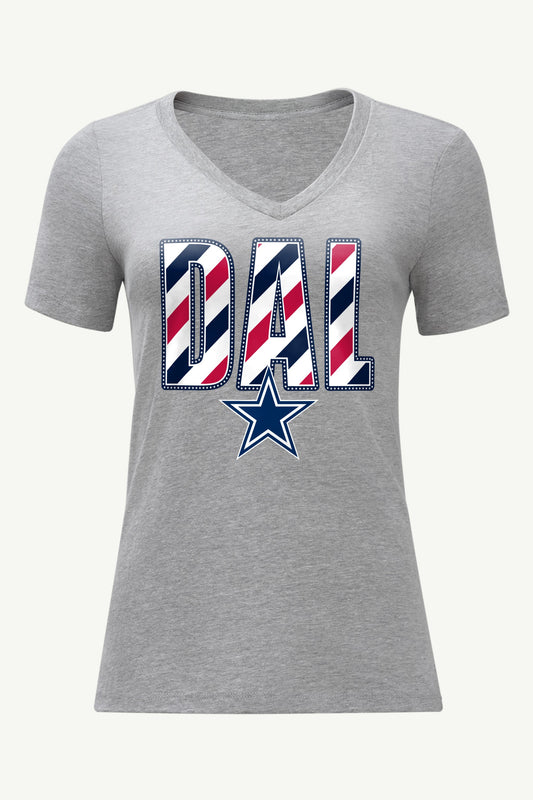 WOMENS DALLAS COWBOYS STARS AND STRIPES V NECK T SHIRT