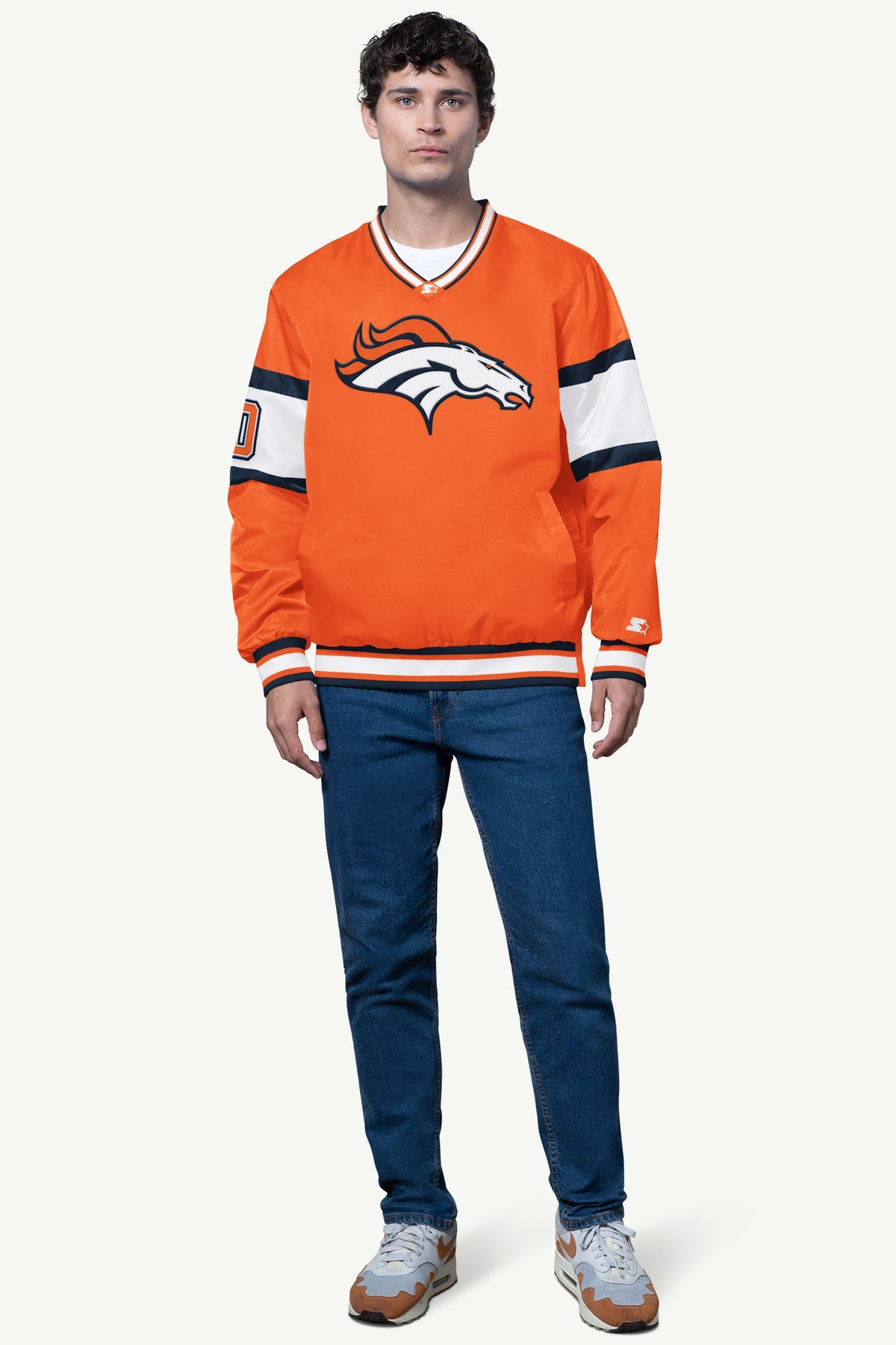 MENS DENVER BRONCOS SIGNAL COLLAR PULLOVER