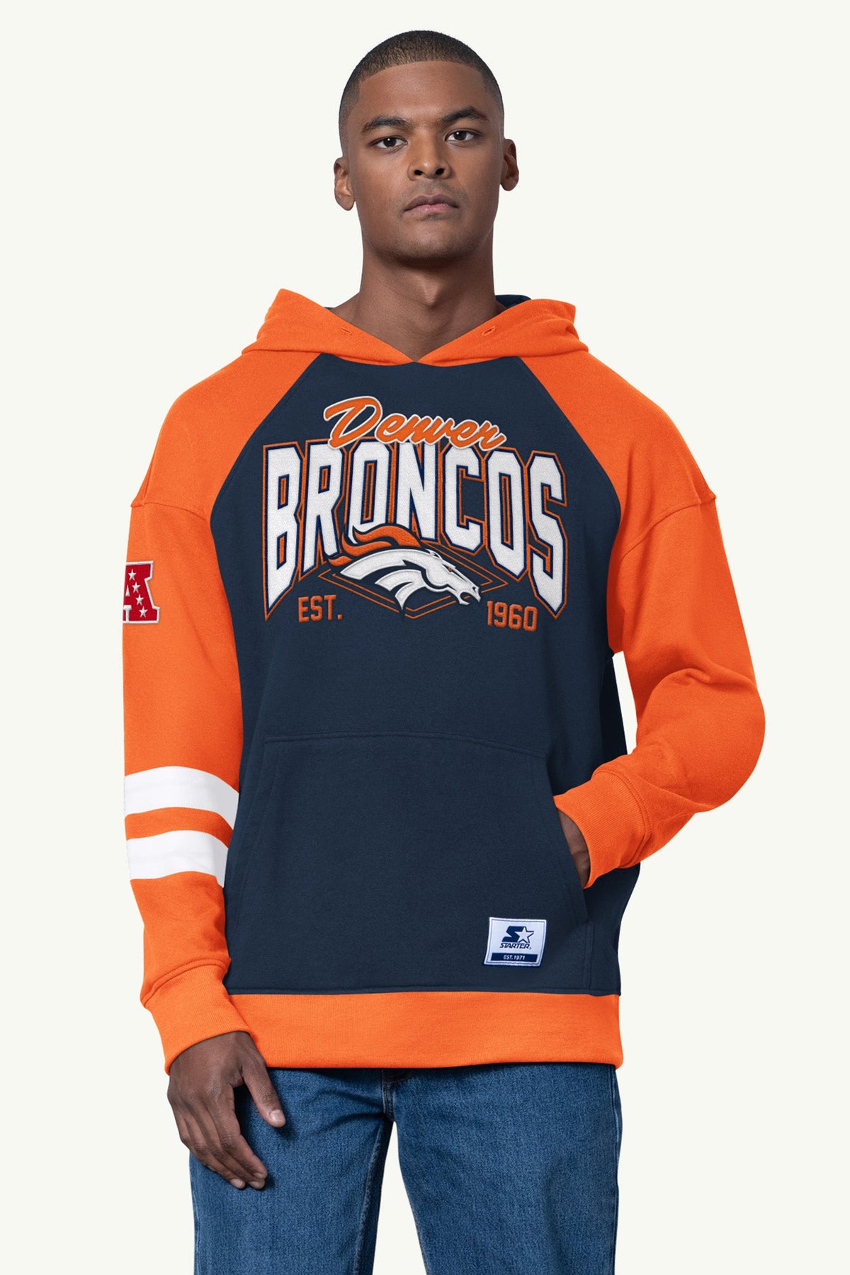 MENS DENVER BRONCOS INTERCEPTION COLORBLOCK HOODIE