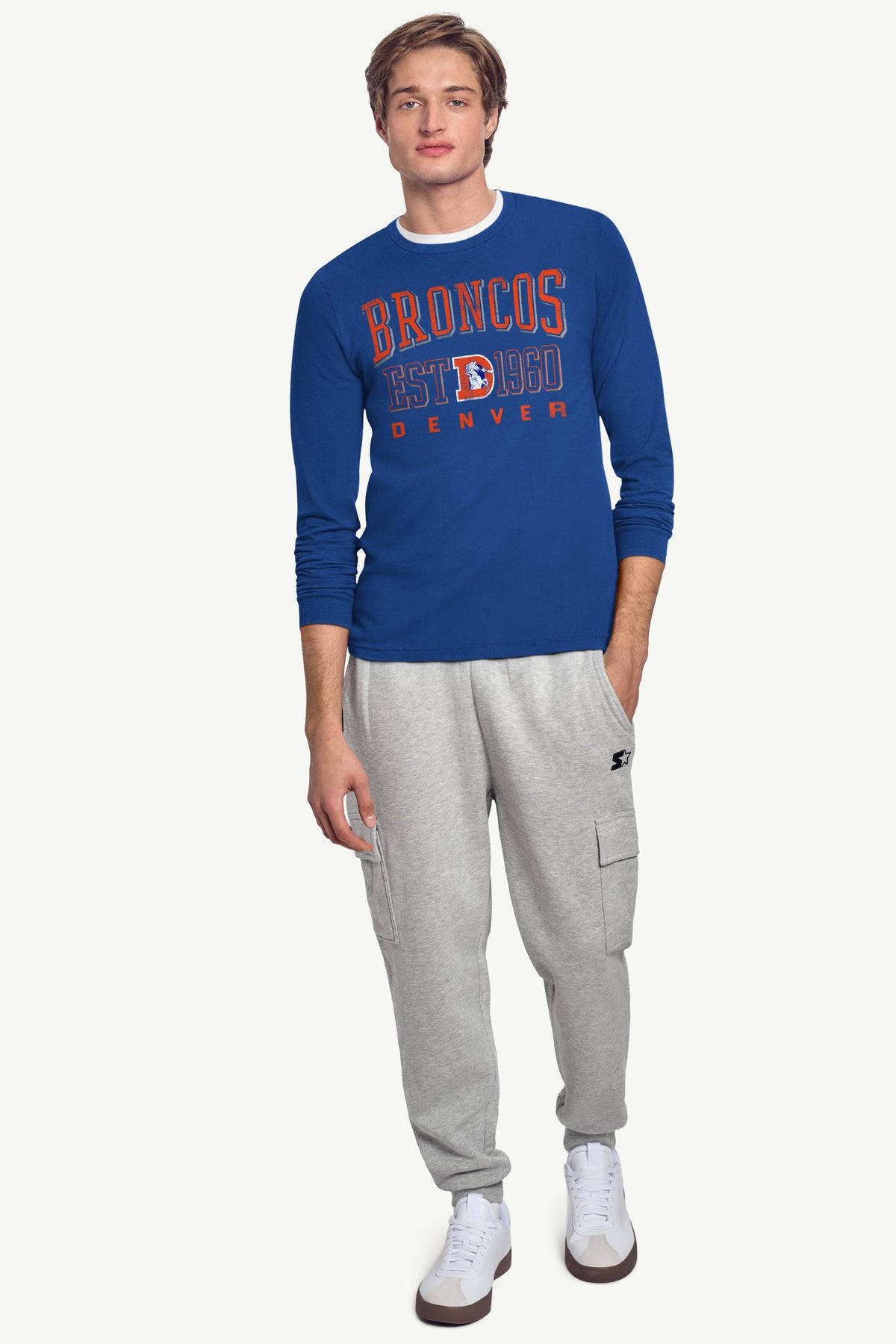 MENS DENVER BRONCOS RETRO LONG SLEEVE T SHIRT