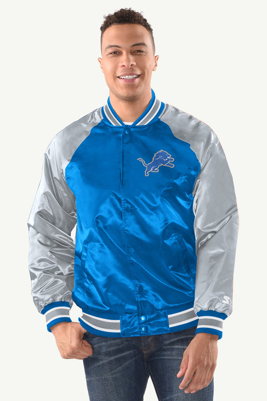 MENS DETROIT LIONS INDUCTEE SATIN VARSITY JACKET