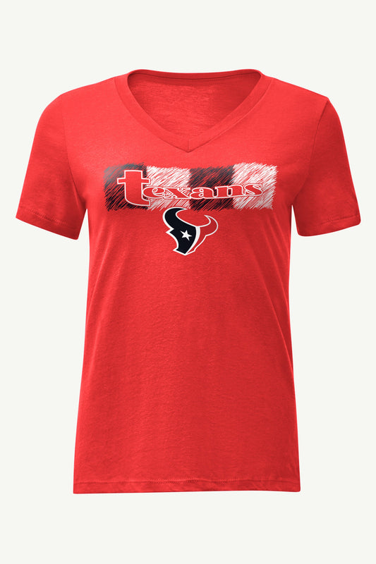 WOMENS HOUSTON TEXANS COLOR SHADING V-NECK T SHIRT
