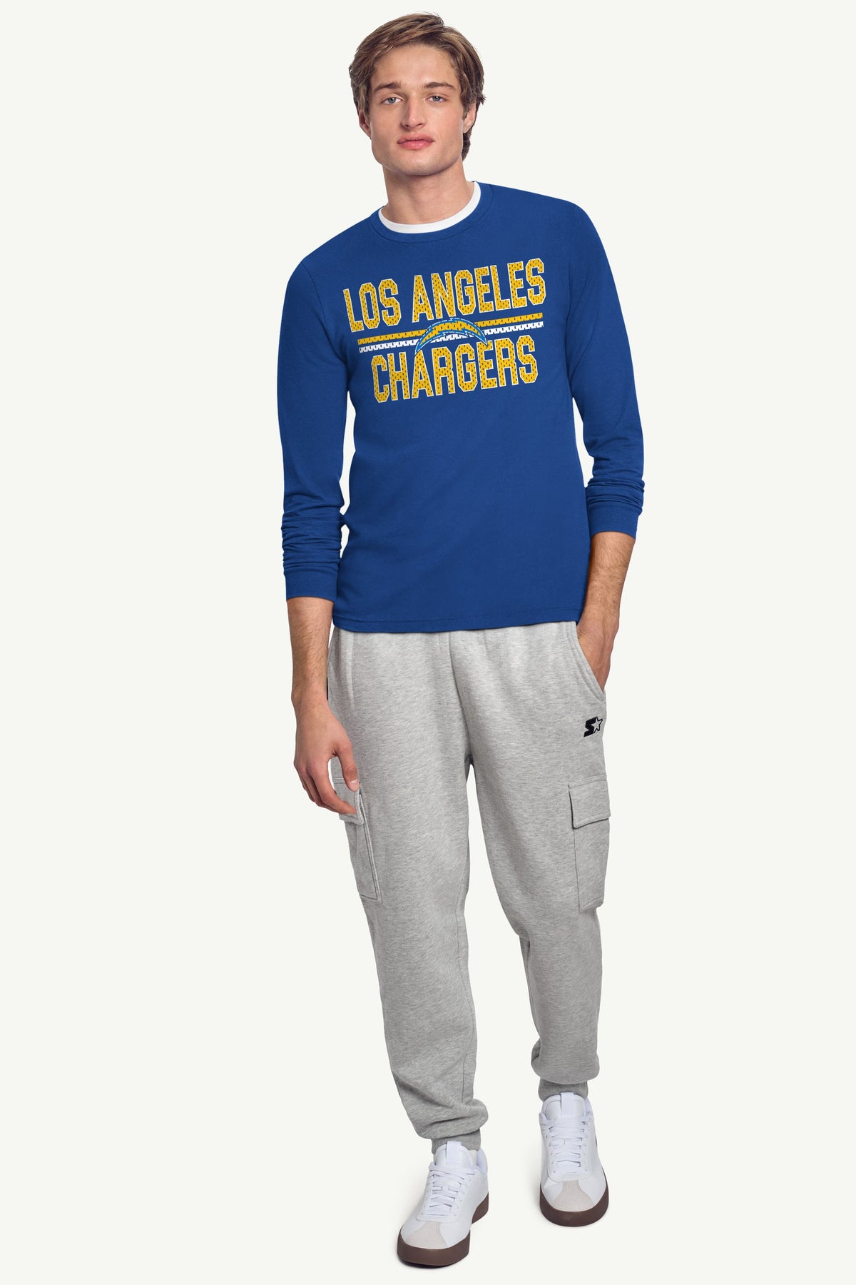 MENS LOS ANGELES CHARGERS MESH LOOK LONG SLEEVE T SHIRT