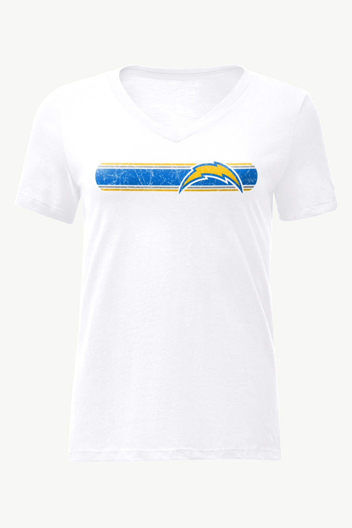 WOMENS LOS ANGELES CHARGERS STRIPE V-NECK T SHIRT