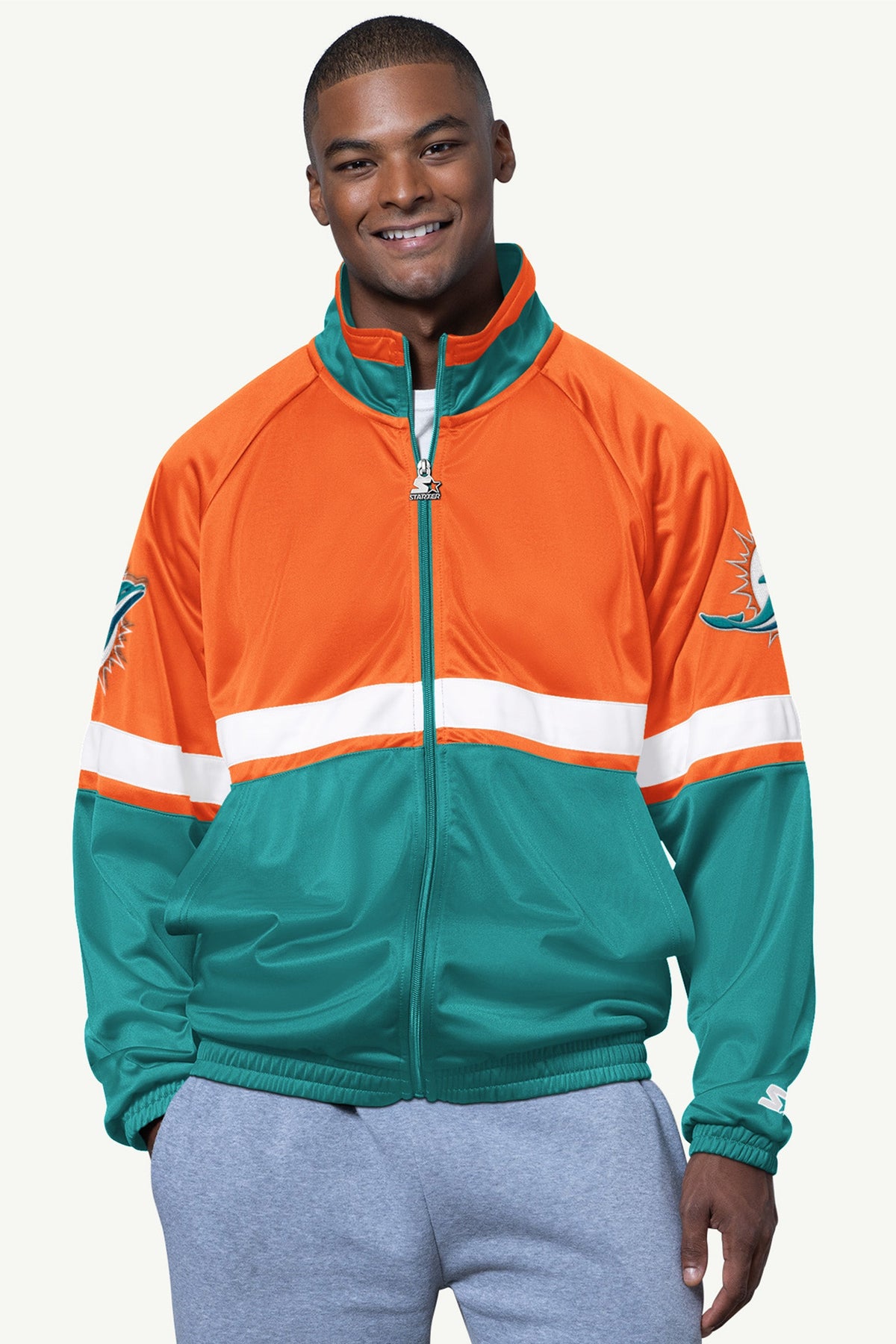 MENS MIAMI DOLPHINS VETERAN TRACK JACKET
