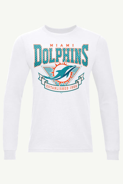 MENS MIAMI DOLPHINS 80's INSPIRED LONG SLEEVE T SHIRT