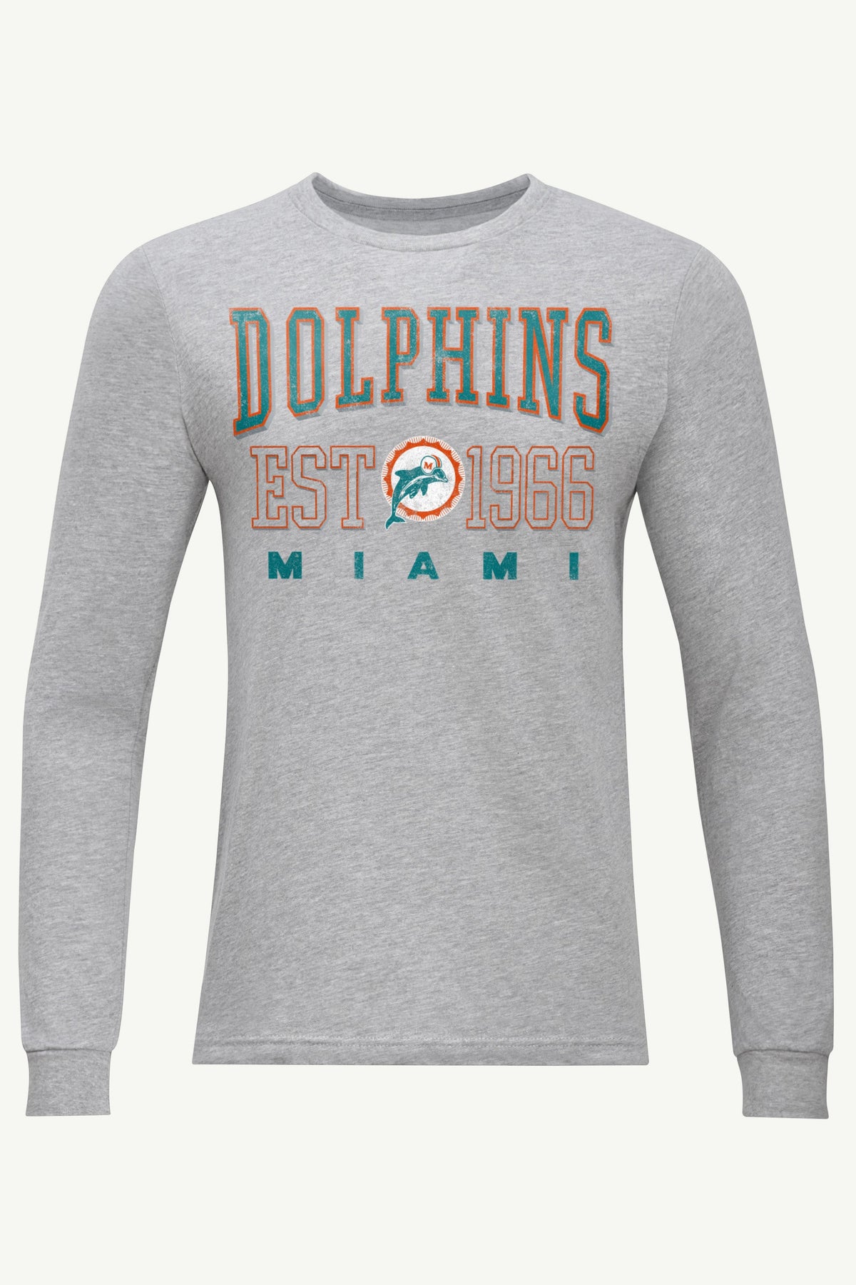 MENS MIAMI DOLPHINS RETRO LONG SLEEVE T SHIRT
