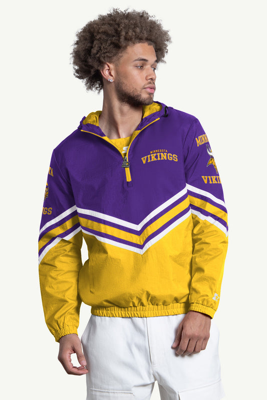 MENS MINNESOTA VIKINGS FAIR  FAIR PLAY HALF ZIP HOODED PULLOVER