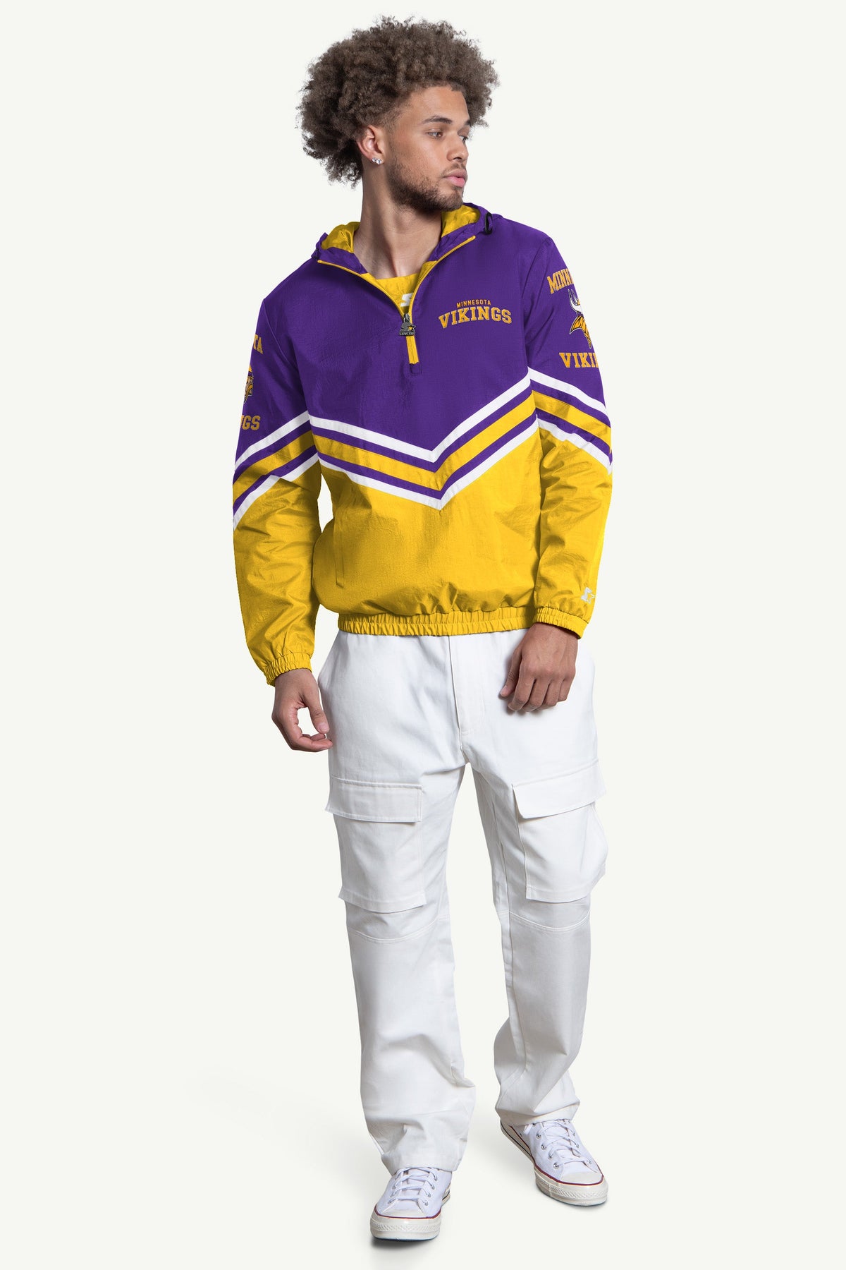 MENS MINNESOTA VIKINGS FAIR  FAIR PLAY HALF ZIP HOODED PULLOVER