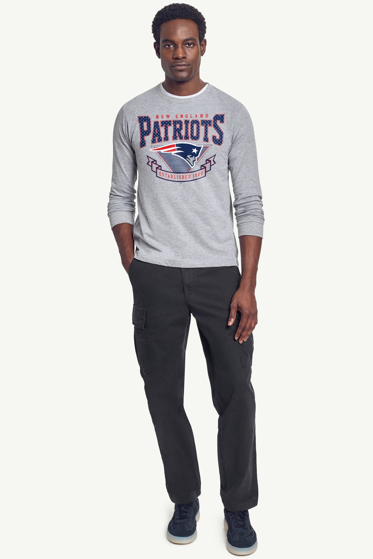 MENS NEW ENGLAND PATRIOTS 80's INSPIRED LONG SLEEVE T SHIRT