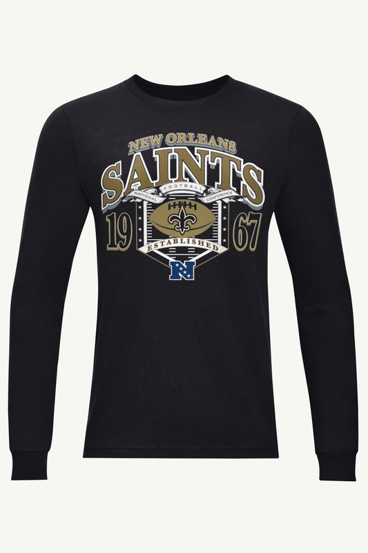 MENS NEW ORLEANS SAINTS 80s INSPIRED FIELD LONG SLEEVE T SHIRT