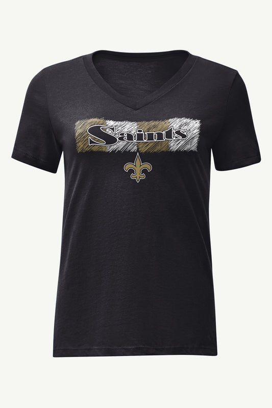 WOMENS NEW ORLEANS SAINTS COLOR SHADING V-NECK T SHIRT