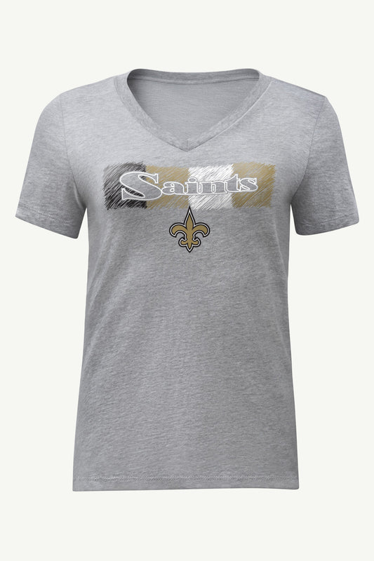 WOMENS NEW ORLEANS SAINTS COLOR SHADING V-NECK T SHIRT