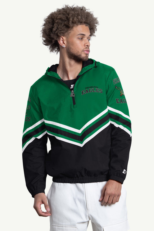 MENS PHILADELPHIA EAGLES FAIR PLAY HALF ZIP HOODED PULLOVER