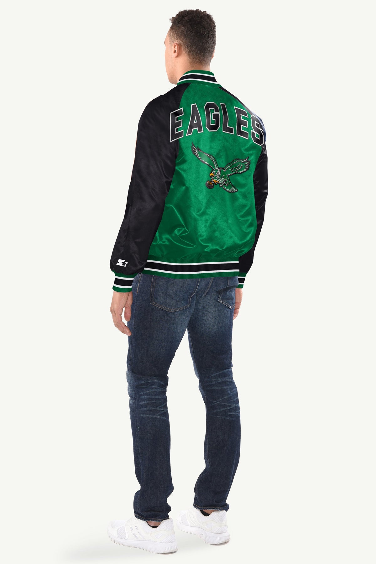 MENS PHILADELPHIA EAGLES INDUCTEE SATIN VARSITY JACKET
