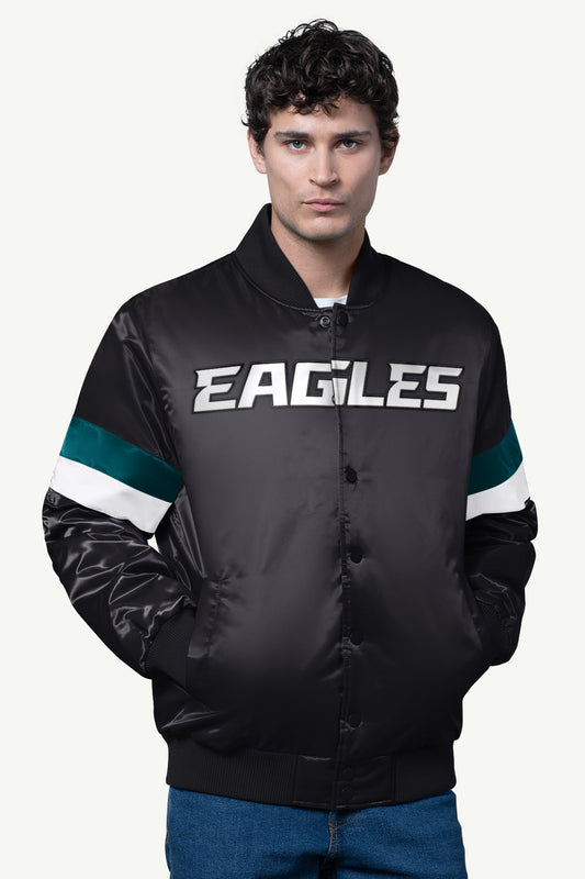 MENS PHILADELPHIA EAGLES SATIN VARSITY JACKET