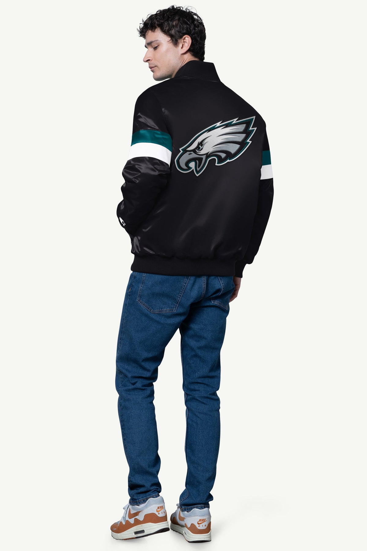 MENS PHILADELPHIA EAGLES SATIN VARSITY JACKET