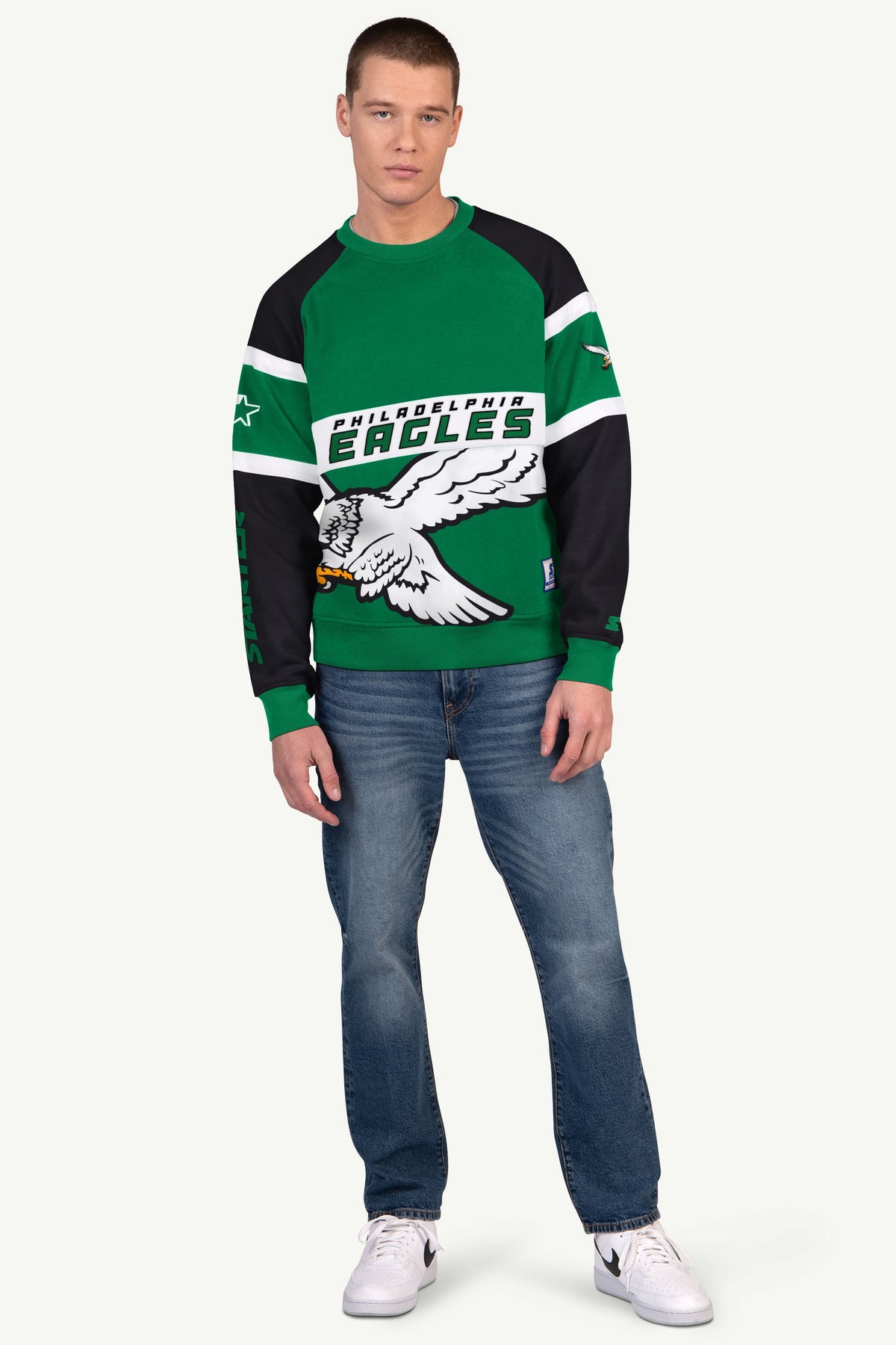 MENS PHILADELPHIA EAGLES DIME BACK COLORBLOCK CREWNECK