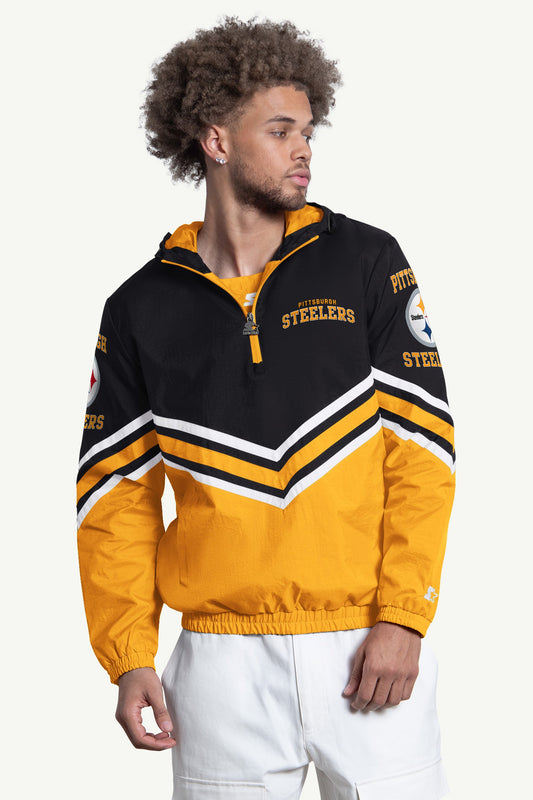 MENS PITTSBURGH STEELERS  FAIR PLAY HALF ZIP HOODED PULLOVER