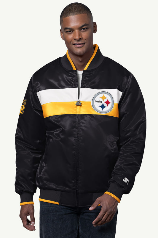 MENS PITTSBURGH STEELERS AMBASSADOR SATIN VARSITY JACKET