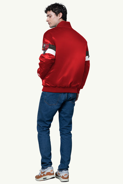 MENS TAMPA BAY BUCCANEERS TRIPLE OPTION SATIN VARSITY JACKET
