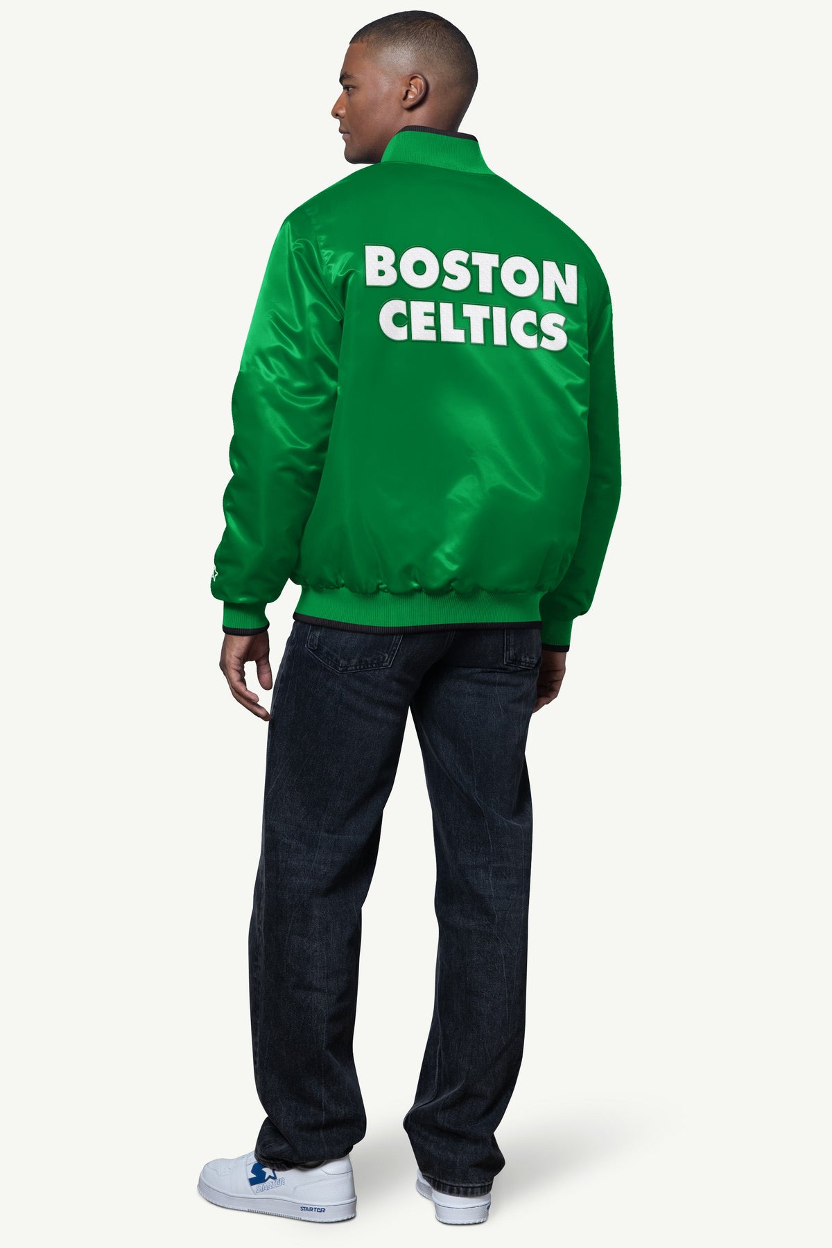 MENS BOSTON CELTICS AMBASSADOR SATIN VARSITY JACKET