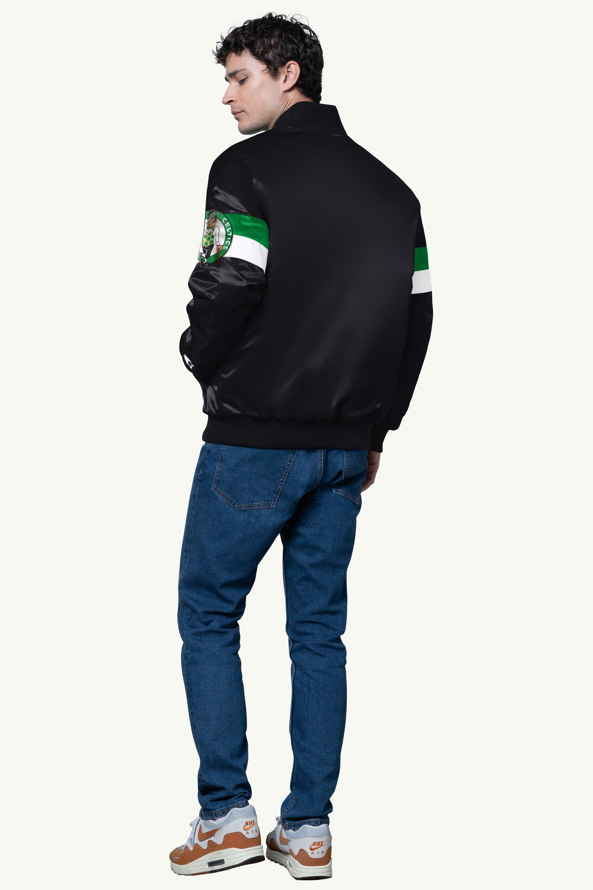 MENS BOSTON CELTICS TRIPLE OPTION SATIN VARSITY JACKET
