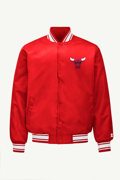 MENS CHICAGO BULLS MESH LOOK SATIN VARSITY JACKET